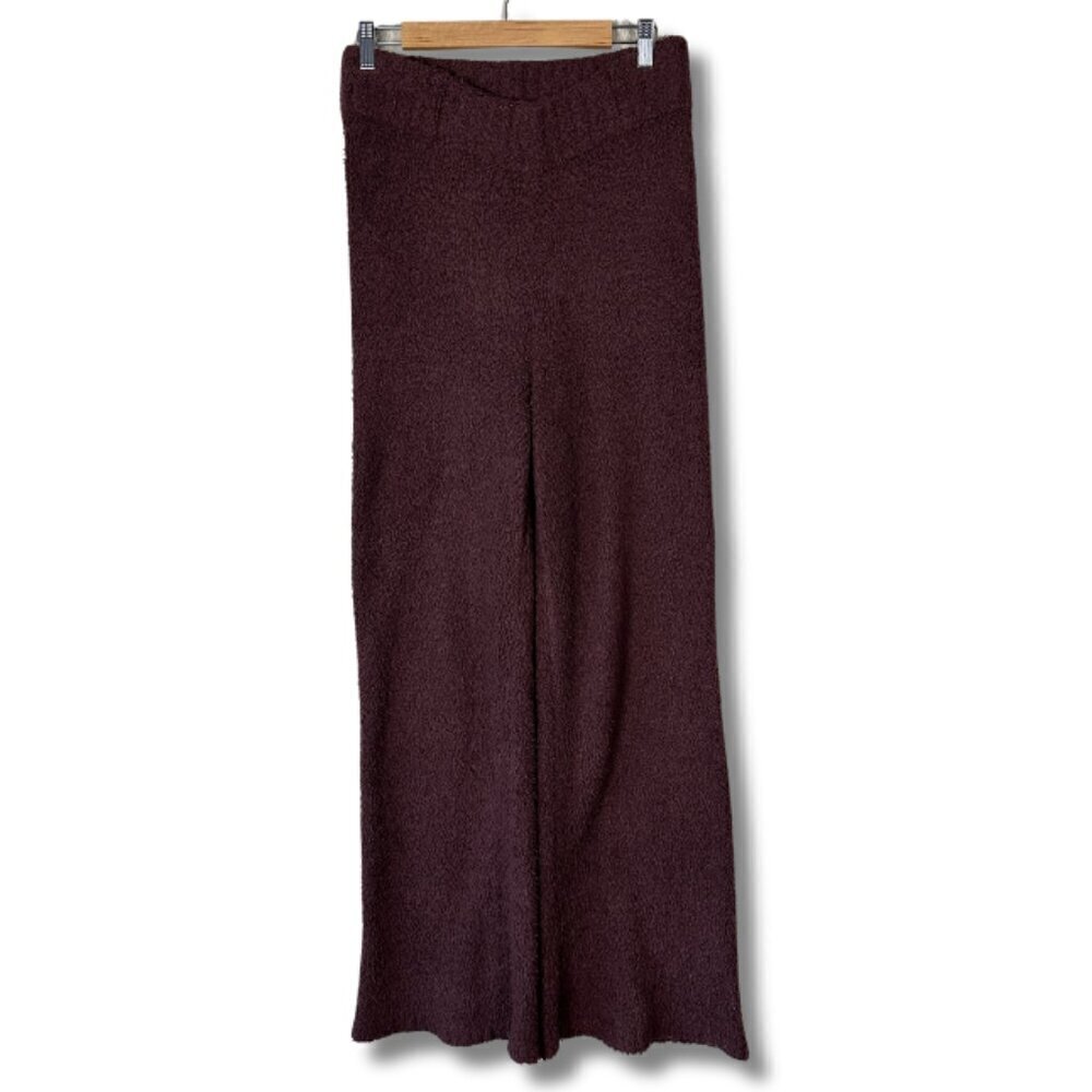 SKIMS Women's Knit Lounge Pants High Rise Wide Leg Garnet Brown Size L/XL
